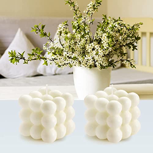Bubble Candle, Vanilla Scented Aesthetic Bubble Cube Candle, Floating Shelves Cool Shaped Soy Candles, Home Office Danish ...