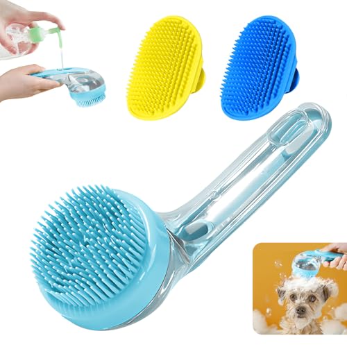 Peehss 3Pcs Dog Bath Brush, Dog Scrubber for Bath, Dog Shampoo Brush Bubble Maker, Dog Paw Washer, dog grooming Massage Br...