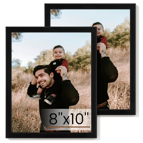 8x10 Picture Frame Set of 2,Display Pictures 8"x10",Black Photo Frame with Shatter Resistant Plexiglass,Picture Frames 8x1...