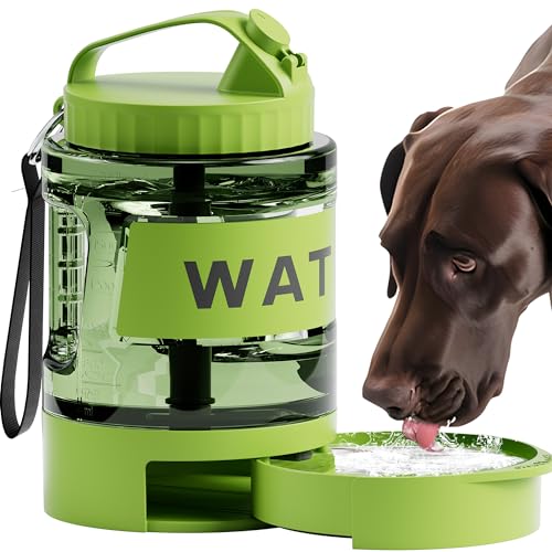77oz Dog Water Dispenser, 2.2L Large Portable Dog Water Bottle with Pull-Out Drinking Bowl, BPA Free Leak-Proof Pet Travel...