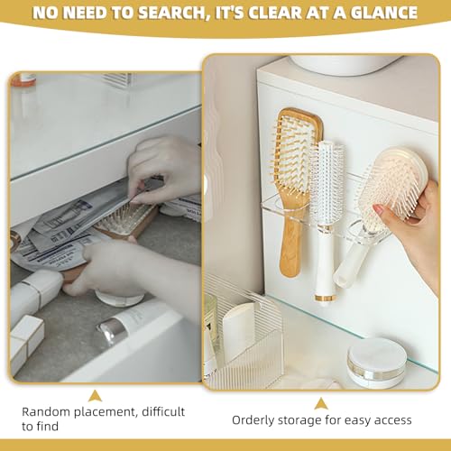 CCREDONE Acrylic Hair Brush Holder for Bathroom Adhesive Hair Tool Organizer Wall Mounted Comb Holder Organizer with 3 Hol...
