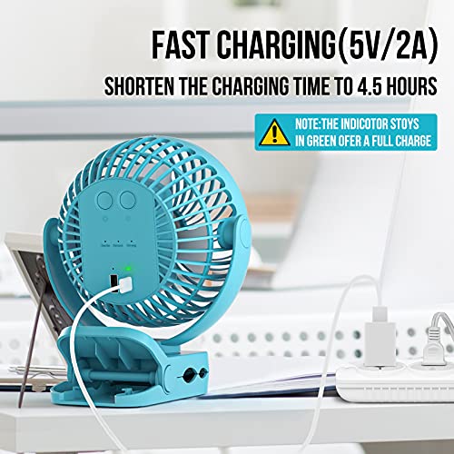 BLBS Clip on Fan 65Hrs Camping Fan with LED Light, 12000mAh Battery Operated Fans & PortableFan Rechargeable, Small Desk F...