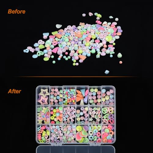 CGCG 3 Pack 7.9 x 5.8 inch Plastic Organizer Box with Adjustable Dividers 18 Grids Clear multi Compartment Storage Contain...