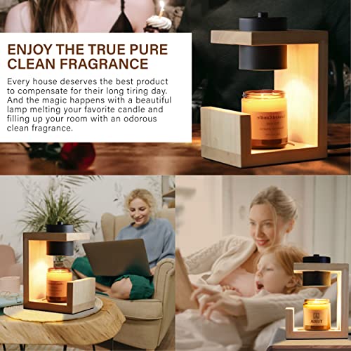 AIKUT Candle Warmer Lamp, with 2 Bulbs,Timer & Dimmer,Simple Natural Wood,Compatible Up to 4.5 inch Candles,for Home Scent...