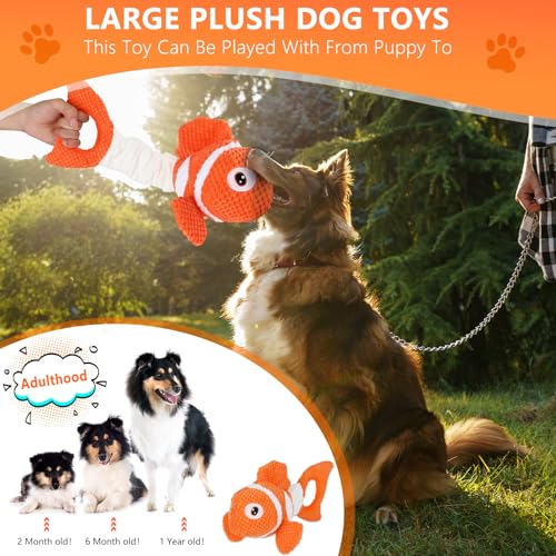 Molantaule Squeaky Dog Toys, Durability Interactive Tug of War Puppy Toys for Indoor and Outdoor Play - Stuffed Pet Dog To...