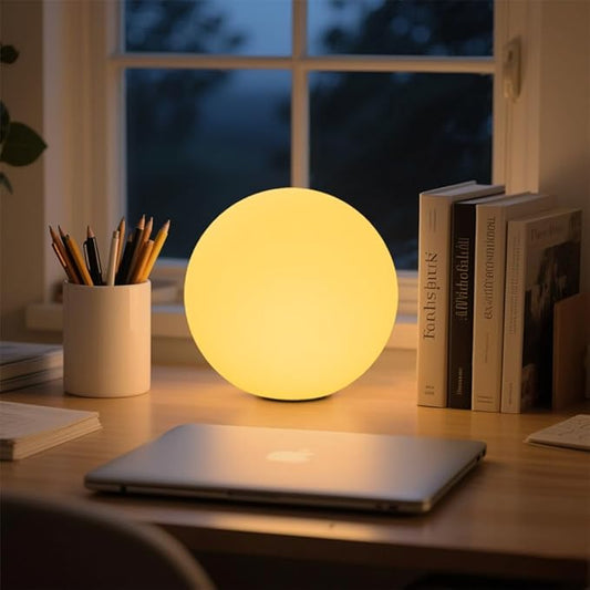 LED Glowing Ball Light, 8-in RGB Color Changing LED Orb Night Light Mood Lamp for Kid, 16 Colors 4 Lighting Modes & 8 Brig...