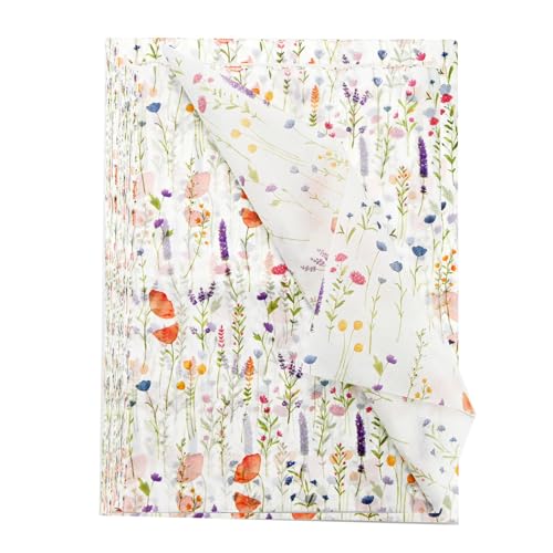 TINYFUTURE 100 Sheets Flower Gift Wrapping Tissue Paper Recyclable Greenery Botanical Packaging Bag for Wedding Birthday S...