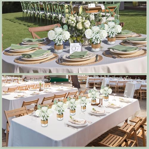 Yuxung 43 Pcs/ 6 Set Rose Mason Jar Table Centerpiece Mason Jar Vases Faux Floral with Rope Boho Rustic Flower Table Decor...