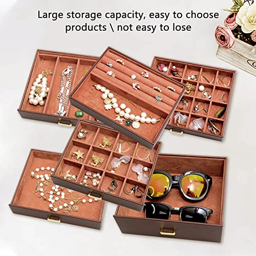 AKOZLIN Extra Large 6-Tier Jewelry Box Organizer with Mirror, 5 Drawers Leather Jewelry Storage Case for Women Girls Ring ...