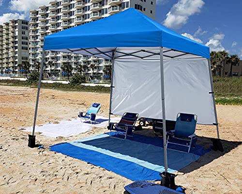 ABCCANOPY Outdoor Pop Up Canopy10x10 Beach Camping Canopy with 1 Sun Wall, Bonus Backpack Bag, Stakes and Ropes, Royal Blue