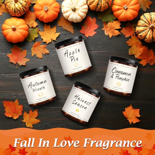Auelife Fall Candle Set | 4 Pack Scented Candles for Home - Candle Gifts for Women Men, Soy Candles Home Scented | Autumn ...