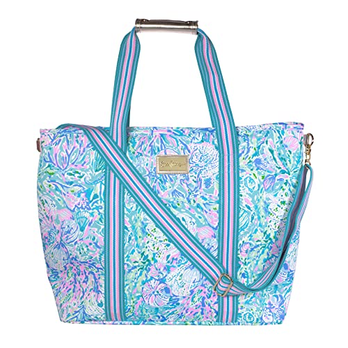 Lilly Pulitzer Picnic and Beach Cooler Bag, Insulated Soft Cooler with Adjustable Shoulder Strap and Zippered Top, Large f...
