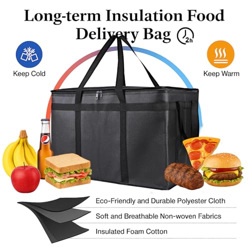 Bodaon 2-Pack Insulated Food Delivery Bag, XXXL Grocery Shopping/Catering/Pizza Cooler Bags, Rideshare Delivery Bag, Cold/...
