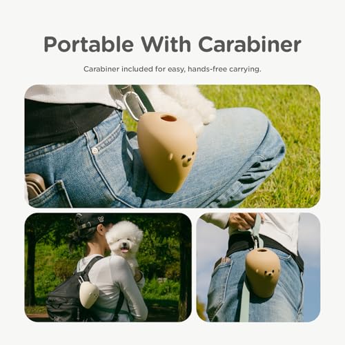 Lunabear Portable Dog Water Bottle Bowl, for Travel, for Outdoor Activities, BPA Free Silicone Body, Easy to Clean, Dishwa...