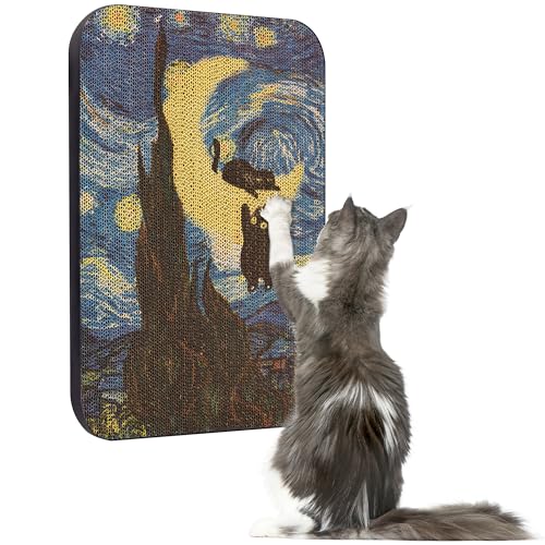 LESISSMER Art Cat Scratcher, Wall-Mountable Cat Scratching Board, Cat Wall Scratcher 16.7x11x1 Inch Cat Scratch Pad and Ca...