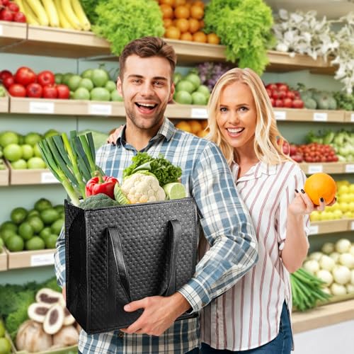 Dwscroad Insulated Grocery Bags, Reusable Insulated Bag, Portable Cooler Bags for Shopping Food Travel Beach Camping (4 Pack)