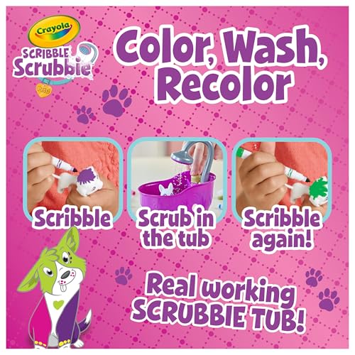 Crayola Scribble Scrubbies Glam Pack (4 Pets), Washable Pet Care Toy & Coloring Animal Craft Kit, Gift for Kids, Playset f...