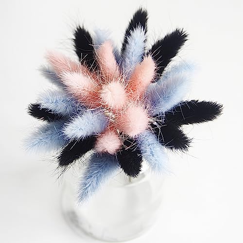 120 PCS Blue Dried Pampas Grass Decor, 17-inch Pompas Floral, Dry Flowers for Decoration, Pampas Grass in Bulk Tall, Blue ...