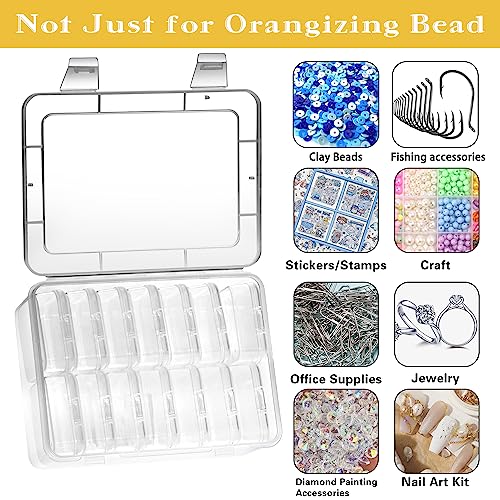 Mathtoxyz Small Bead Organizers, 15 Pieces Plastic Storage Cases Mini Clear Bead Storage Containers Transparent Boxes with...
