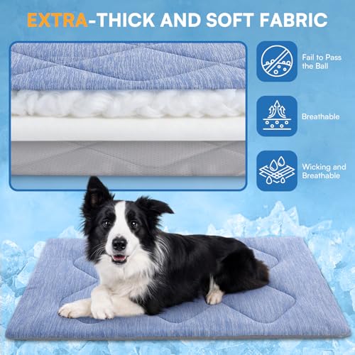 Queenmore Dog Cooling Mat, Cool Dog Mat, Portable Flat Pet Pads for Dogs, Materials Safe, Washable Non-Slip Cooling Pet Pa...