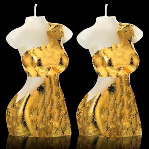 Nuanchu 2 Pcs Female Shaped Soy Wax Scented Candle Woman Bust Candle Handmade Scented Decorative with Gold Foil for Christ...