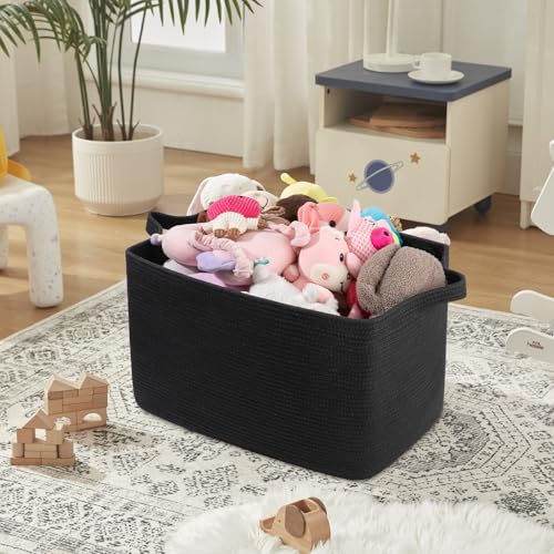 OIASKET 95L Extra Large Blanket Basket, 24" x 16.9" x 14.2" Woven Storage Basket for Living Room, Rectangle Nursery Blanke...
