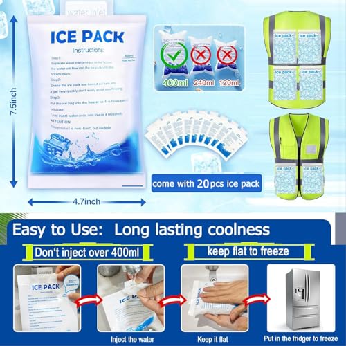YITIAOYU Cooling Safety Vest with 24pcs Gel Ice Packs - Cooling Vest for Hot Weather Outside Working