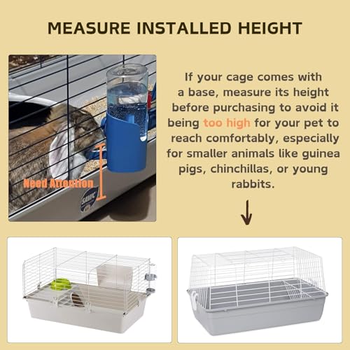 Rabbit Water Bottle, 600ml/21oz Hanging Water Dispenser Feeder Cage Crate Hutch Bunny Puppy Cat Chinchilla Ferret Guinea P...
