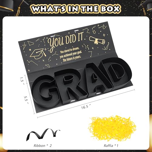 Graduation Gift Box 2026,GRAD Letter Shaped Fillable Cardboard Box for Graduation Gifts, Snacks, Flowers & More,Includes R...