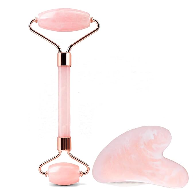 Facial Massage Tool and Roller Set, Facial Massager, Suitable for face, Wrinkle Improvement, Neck, arms, Eyes, Reduce Puff...
