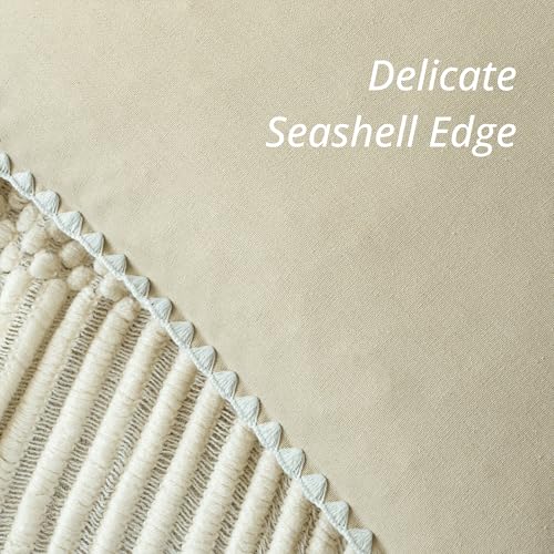 Aesthaboho Linen-Look Pillow Covers Set of 2, Decorative Throw Pillow Covers 24 x 24 Inch, Neutral Boho Shell Seamed Cushi...