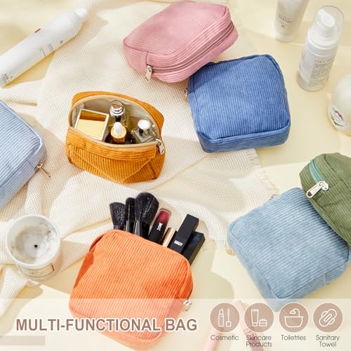 Dansydaisy 9 Pcs Sanitary Storage Pouch Mini Corduroy Makeup Bag Valentine's Day Period Pouch Gift Tampon Bag for Women Te...