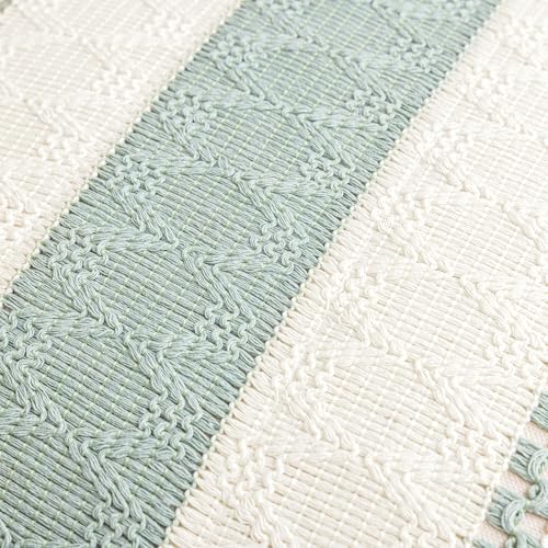 Laolitou Set of 2 Boho Throw Lumbar Pillow Covers 20×12, Rustic Farmhouse Cotton Linen Soft Sage Green Decorative Pillow C...