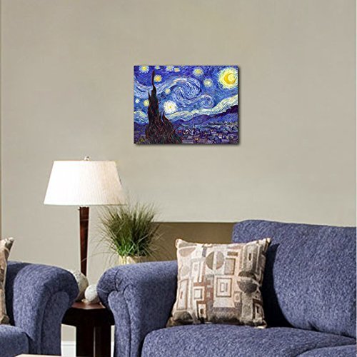 Wieco Art Starry Night Canvas Print of Van Gogh Oil Paintings Reproduction Modern Canvas Print Artwork Abstract Landscape ...
