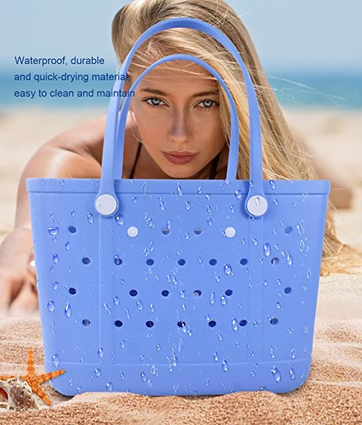 Uwyriwooq Beach Tote Bag for Women, Rubber Beach Bag Waterproof Sandproof, Extra Large EVA Tote Bag Boat Bag