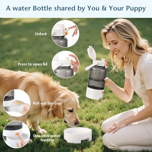 Turchongeco 50oz Outdoor Dog Water Bottle - Leakproof Pet & Human Water Dispenser with Handle, Portable for Travel, Hikin...