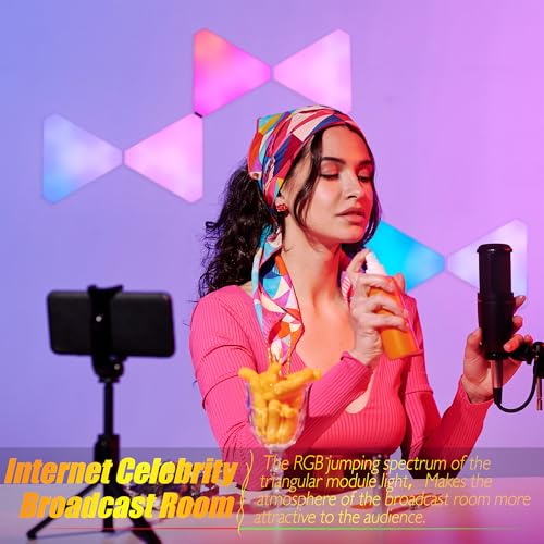 EXQSERAMC Smart RGB Modular Hex Light Panels LED Splicing Hexagon Bright Mood Wall Lamp Music Sync Creative DIY Geometric ...