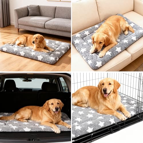 Fogkiss Dog Bed Mat, Reversible Crate Pad & Durable Dog Bed - Machine Washable Kennel Mat with Ultra Soft for Large Dogs (...