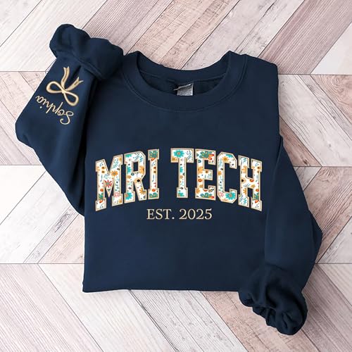 Giantbighands Personalized Embroidered Profession Sweatshirt, Custom Floral Applique Work Shirt, Professional Gifts