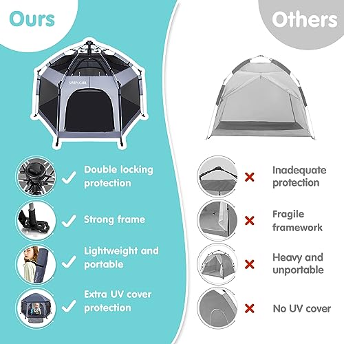 Premium Indoor and Outdoor Baby Playpen - Portable, Lightweight, Pop Up Pack and Play Toddler Play Yard w/Canopy and Trave...