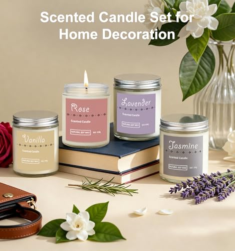 Scented Candle Gift Set, 4 Pack 25oz Soy Wax Candles, 200 Hour Burn Time, Long Lasting Aromatherapy Candles for Home Fragr...