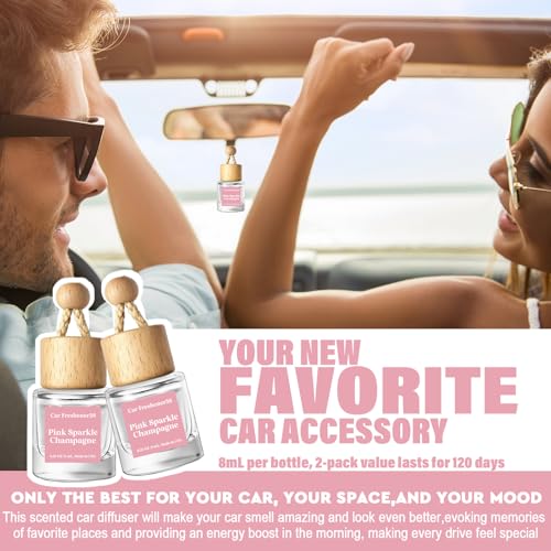 HoogaLife Car Air Freshener Diffuser 2 Pack Hanging Air Freshener Diffuser - Pink Sparkle Champagne Fragrance Oil Air Diff...