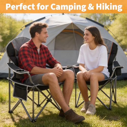 NEWBULIG Oversized Folding Camp Chair for Adults, 500 LBS Heavy Duty Support, Portable Outdoor Collapsible Chairs, with Cu...