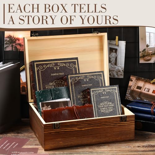 Barydat Extra Large Wooden Memory Box with Hinged Lid for Keepsakes Unfinished Pine DIY Craft Stash Wooden Box for Arts Gi...