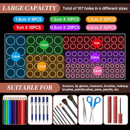 HESHUYU Acrylic Paint Brush Holder 105 Holes Clear Paintbrush Holder Organizer Artist Brush Holder Paint Brush Stand Rack ...