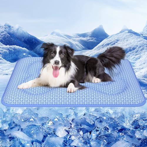 Rywell Dog Cooling Mat, 44”x32” Super Thick & Reversible Cooling Mat for Dogs, Arc-Chill 3.0 & PCM for Long-Lasting Cool a...