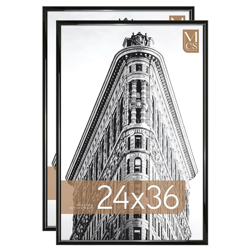 MCS Trendsetter 24x36 Poster Frame Black High-Gloss, Vertical & Horizontal Wall Hanging Large Picture Frame for Photos, Po...