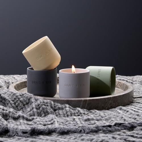 Craft & Kin Scented Candles Discovery Set | 4 Pack of 3oz Winter Candles | 20-Hour Burn Time, Soy Blend Wax, Cotton Wick, ...