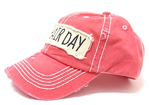 Women's Hat Bad Hair Day Embroidery Patch on Distressed Cap (Multiple Colors)