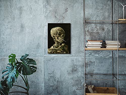 Wieco Art Skull of a Skeleton with Burning Cigarette, 1886 by Vincent Van Gogh Canvas Wall Art for Home Decor and Wall Dec...